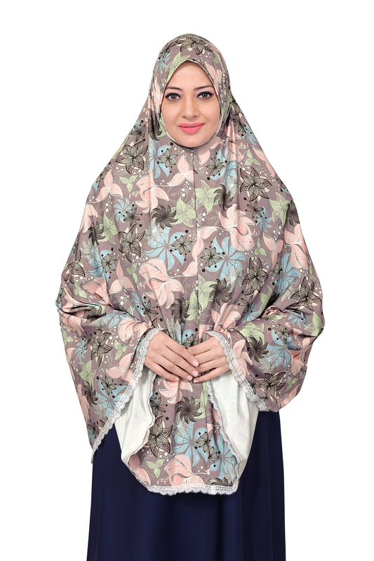 Brown Floral Khimar