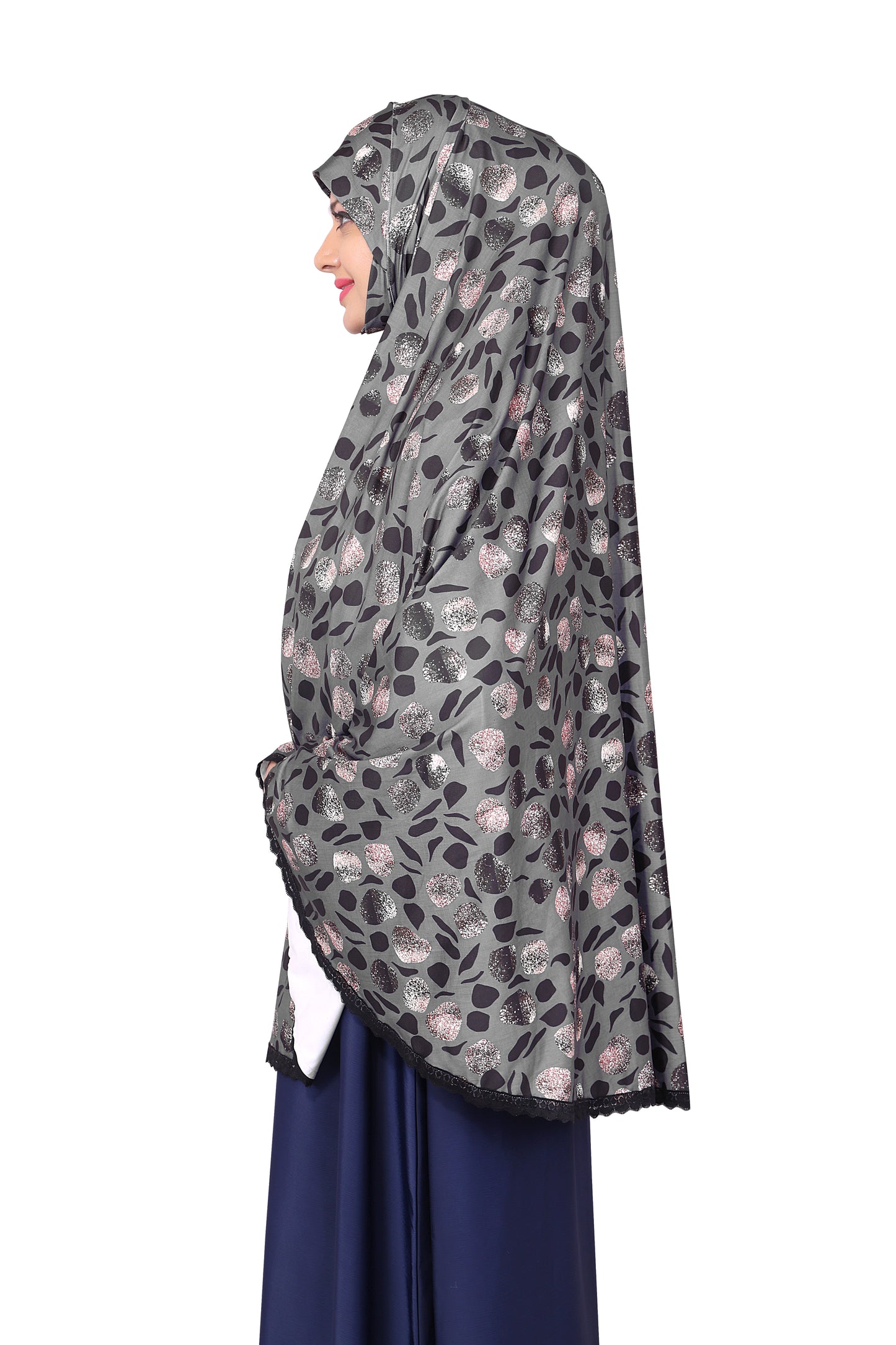 Grey Print Khimar