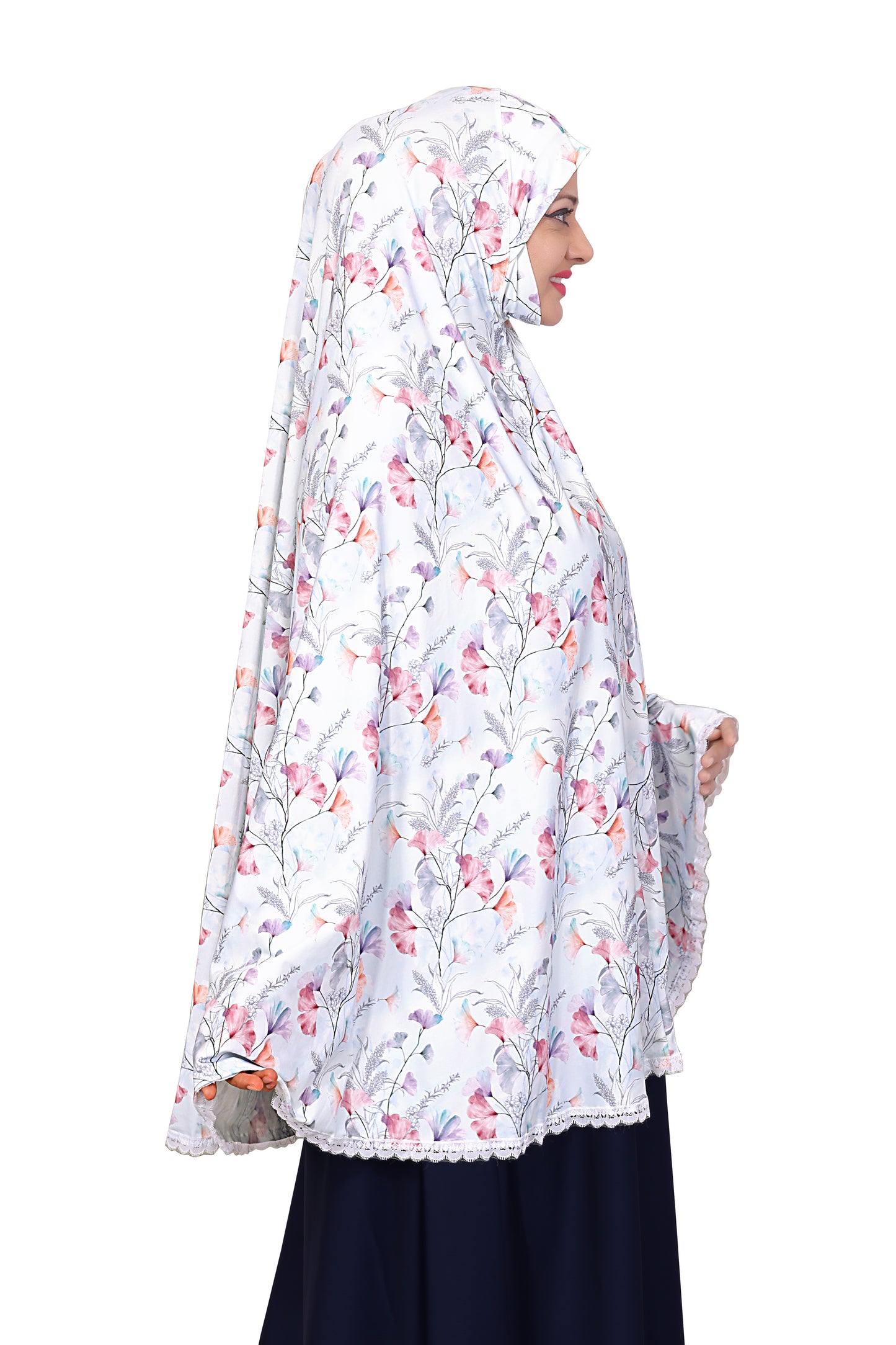 White Floral Khimar